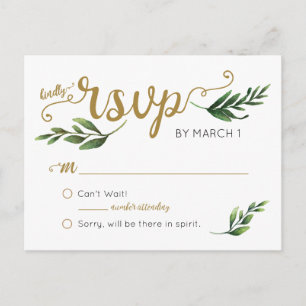 Elegant Watercolor Greenery Postcard RSVP