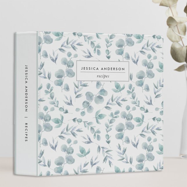 Elegant Watercolor Greenery Recipe 3 Ring Binder (Creator Uploaded)
