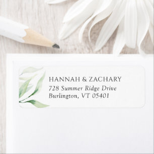Elegant Watercolor Greenery Return Address Label