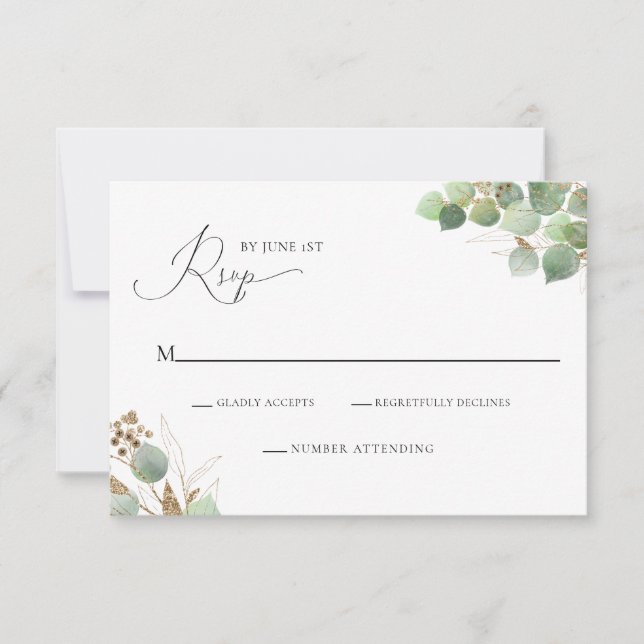Elegant Watercolor Greenery RSVP Enclosure Card (Front)