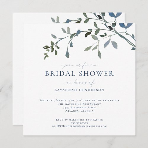 Elegant Watercolor Greenery Vines Bridal Shower Invitation