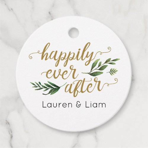 Elegant Watercolor Greenery Wedding Favor Tag