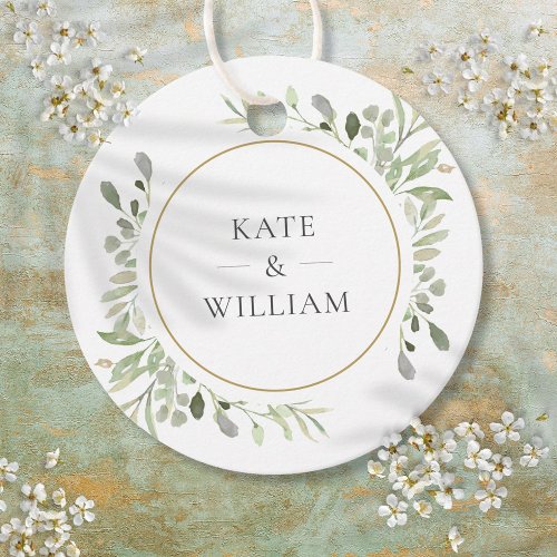 Elegant Watercolor Greenery Wedding Favor Tags