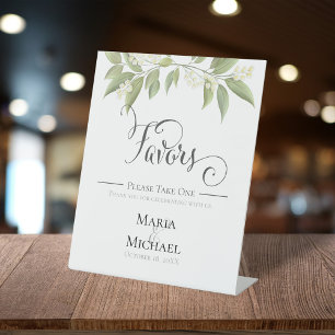 Elegant Watercolor Greenery Wedding Favors Sign
