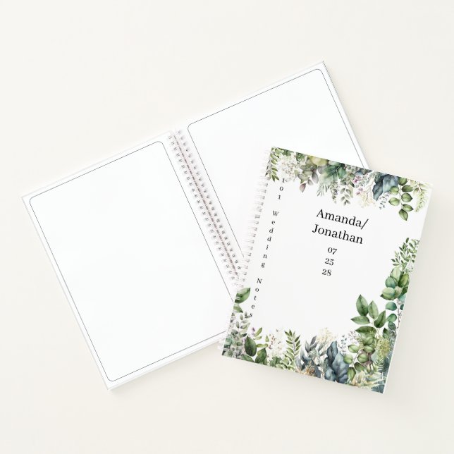 Elegant Watercolor Greenery Wedding Guest Book (Inside)