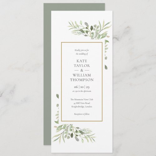 Elegant Watercolor Greenery Wedding Invitation