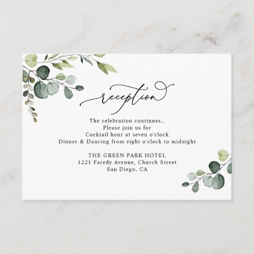Elegant Watercolor Greenery Wedding Reception