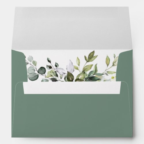 Elegant Watercolor Greenery Wedding Sage Green Envelope