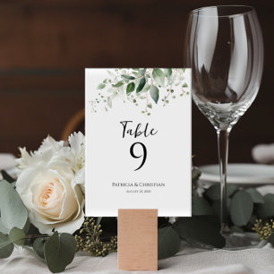 Elegant watercolor greenery wedding table number