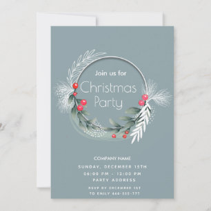 Elegant watercolor greenery wreath corporate invitation