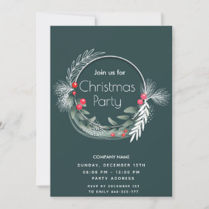 Elegant watercolor greenery wreath corporate invitation