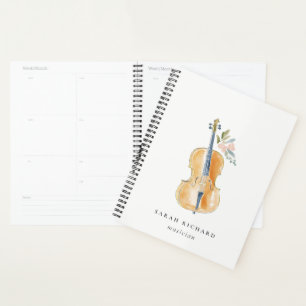 Elegant Watercolor Guitar Musician Music Teacher Planner