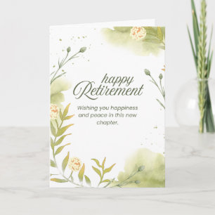 Elegant Watercolor Happy Retirement Minimalist Card