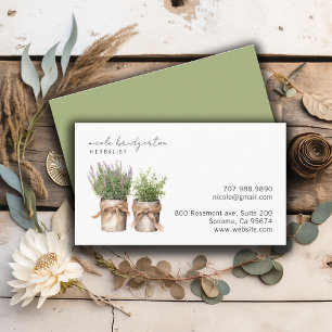 Elegant Watercolor Herbalist Plants Business Card