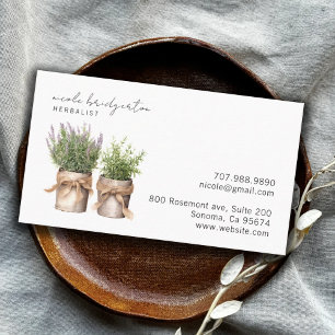 Elegant Watercolor Herbalist Plants Business Card