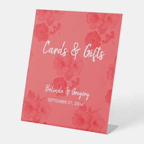 Elegant Watercolor Hibiscus Wedding Cards  Gifts Pedestal Sign