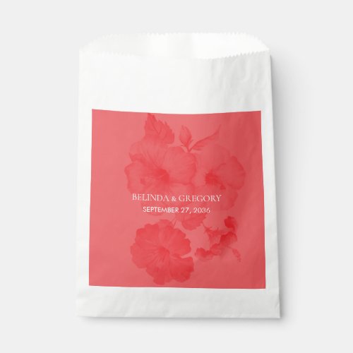 Elegant Watercolor Hibiscus Wedding  Favor Bag