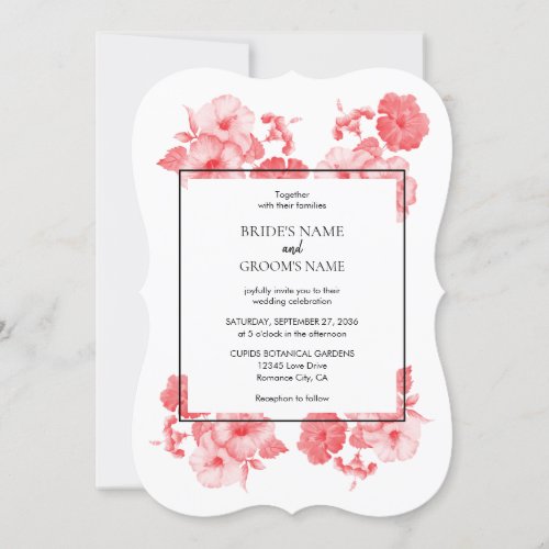 Elegant Watercolor Hibiscus Wedding Invitations