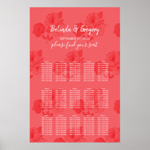 Elegant Watercolor Hibiscus Wedding Seating Chart