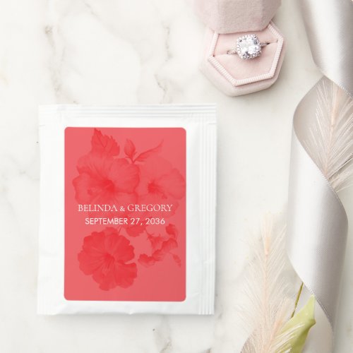 Elegant Watercolor Hibiscus Wedding Tea Bag Drink Mix