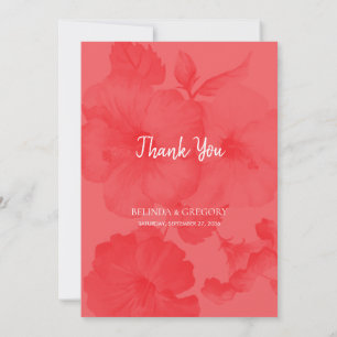 Elegant Watercolor Hibiscus Wedding Thank You Card