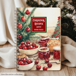 Elegant Watercolor Holiday Baking Recipe Notebook