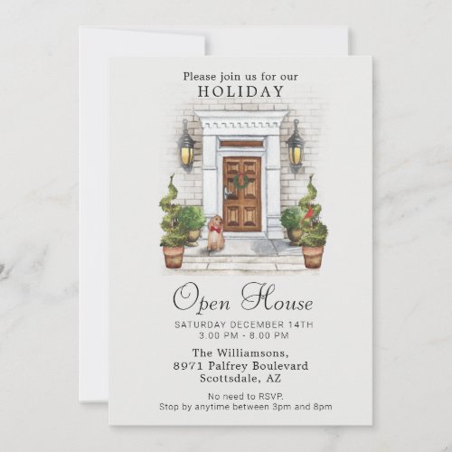 Elegant Watercolor Holiday Open House Invitation
