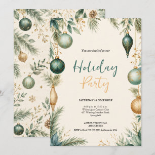 Elegant Watercolor Holiday Party Invitation