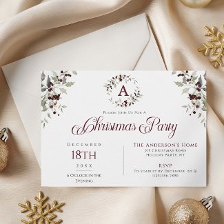 Elegant Watercolor Holly Christmas Party