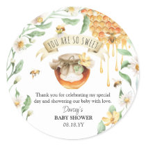 Elegant Watercolor HoneyBee Baby Shower Thank You Classic Round Sticker