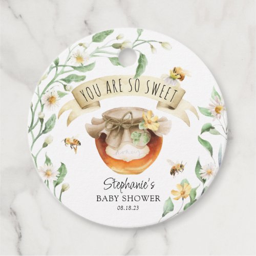 Elegant Watercolor HoneyBee Baby Shower Thank You Favor Tags
