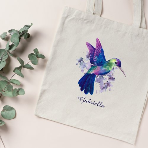 Elegant Watercolor Hummingbird Cute Chic Tote Bag