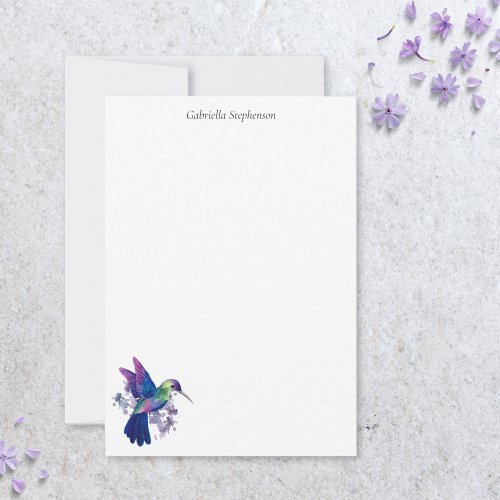 Elegant Watercolor Hummingbird Personalized Note Thank You Card