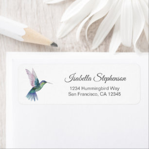 Elegant Watercolor Hummingbird Return Address Label