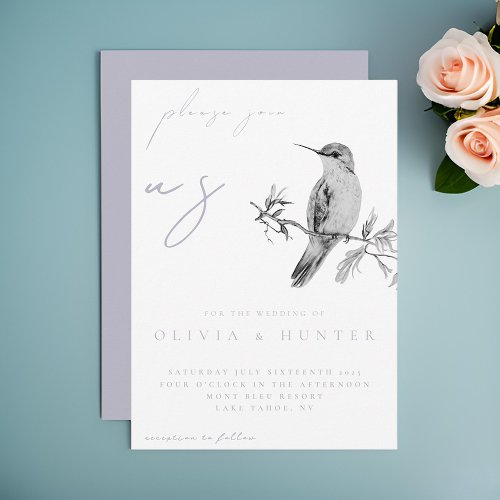 Elegant Watercolor Hummingbird Wedding Invitation