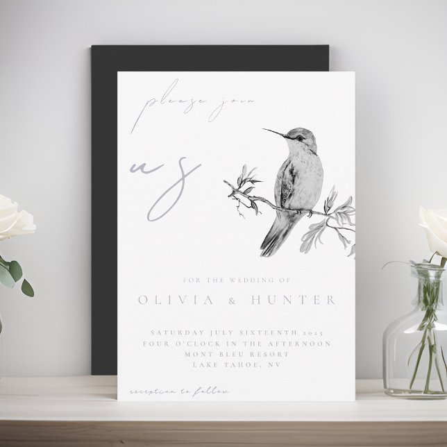 Elegant Watercolor Hummingbird Wedding Invitation (Creator Uploaded)