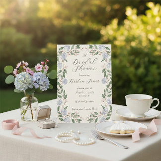 Elegant Watercolor Hydrangea Bridal Shower  Invitation