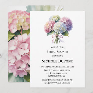 Elegant Watercolor Hydrangea Bridal Shower Invitation