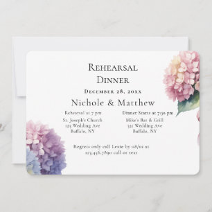 Elegant Watercolor Hydrangeas Rehearsal Dinner Invitation