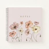 Elegant Watercolor Icelandic Wild Poppies Notes Notebook (Front)