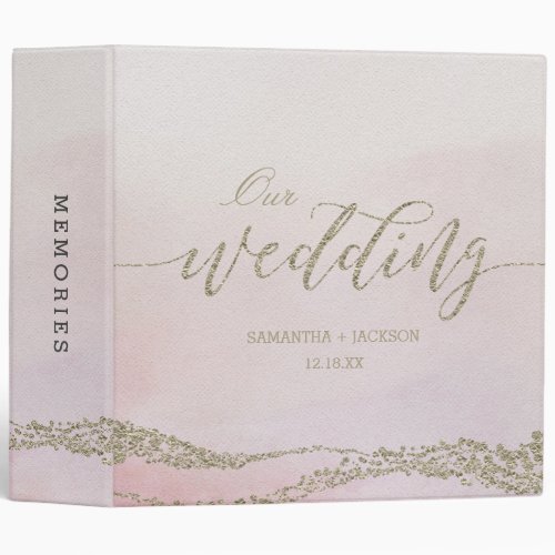 Elegant Watercolor in Blush Wedding Photo Album 3 Ring Binder