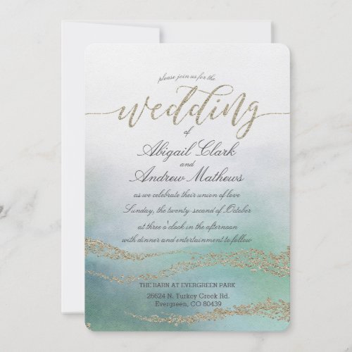 Elegant Watercolor in Ocean  Wedding Invitation