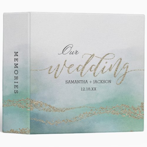 Elegant Watercolor in Ocean Wedding Photo Album Binder