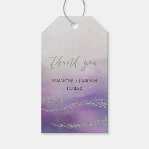 Elegant Watercolor in Orchid Wedding Thank You Gift Tags