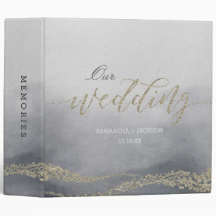Elegant Watercolor in Smoke Wedding Photo Album Binder