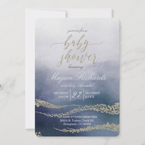 Elegant Watercolor in Surf Baby Shower Invitati Invitation