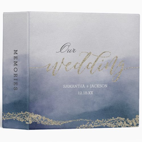 Elegant Watercolor in Surf Wedding Photo Album Binder