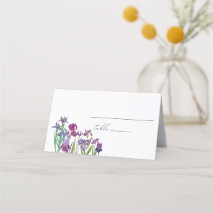 Elegant watercolor Iris flower script wedding  Place Card