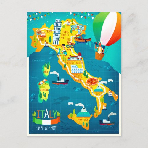Elegant Watercolor Italy Travel Holiday Postcard