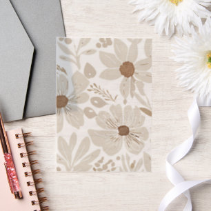 Elegant Watercolor Ivory Beige Floral Pattern Vellum Invitations